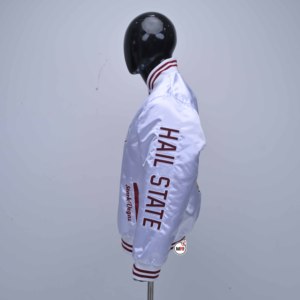 White Varsity <b>Jacket</b> Men's Embroidered State Design Regular Fit Casual Style Turn-down Collar Polyester Material Breathable - Product Image 6