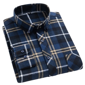 Chemise en flanelle à carreaux vertes pour homme, manches longues, col rabattu, décontractée, 100% coton, respirante, brossée, douce - Product Image 5