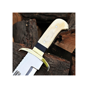 Couteau Bowie en acier inoxydable OEM personnalisé avec manche en os et étui, couteau de chasse à lame fixe fait main pour la survie - Product Image 4