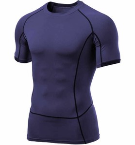 Men's <b>Black</b> Short Sleeve Rash Guard Quick Dry sublimated Spandex Polyester Athletic <b>Shirt</b> <b>Compression</b> Top for Adults Anti-UV OEM - Product Image 2