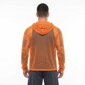 Sweat à capuche zippé en maille transparente sexy pour homme, 100 % polyester, coupe ample, mode estivale décontractée, manches longues, écologique - Product Image 3