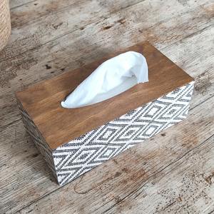 Boîte à mouchoirs en bois imprimée artisanale, décorative, pour boutiques de décoration, vente en gros, étui de rangement - Product Image 3
