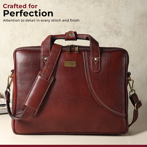 WRIZA Genuine <b>Leather</b> <b>Soft</b> Laptop <b>Bag</b> for Men 15.6 Inch Luxury Fashion Simple Adjustable Shoulder Strap Black Durable Waterproof - Product Image 5