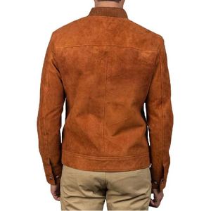 Chaquetas Bomber de Gamuza para Hombre, Cuero de Oveja Auténtico, Cierre de Cremallera, Cuello y Puños Acanalados, Dos Bolsillos Interiores y Exteriores, Prenda Exterior Elegante - Product Image 4