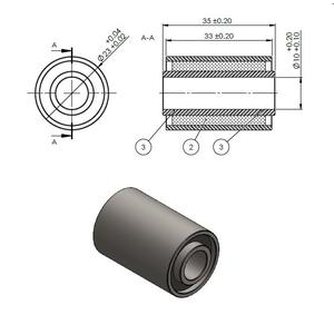 Buje de Bloque Silencioso Personalizado para Motocicletas, Automóviles, Varios Vehículos y Máquinas P23x33xP10.2x35 - Product Image 1