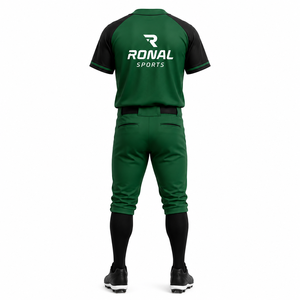Uniforme de Béisbol Unisex RONAL SPORTS Verde y Negro de Manga Corta, Transpirable, con Cierre de Hebilla, Corte Holgado, para Todas las Temporadas - Product Image 2
