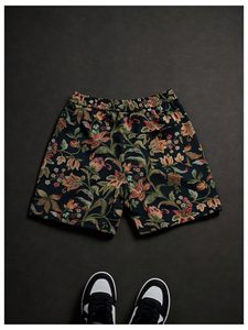 Shorts imprimés pour hommes, motif vitrail, taille élastique avec cordon de serrage, pour la plage, l'été, les vacances, colorés, légers, haut de gamme pour la natation et la plage - Product Image 3