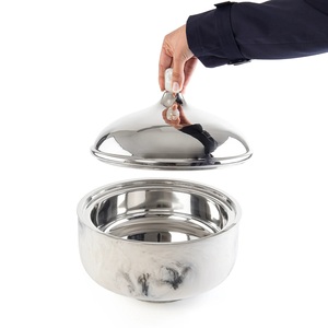 Marmite Ronde avec Couvercles, Chauffe-Plats pour Maintenir les Aliments au Chaud, Ensemble pour Cuisine, Bois et Acier Inoxydable - Product Image 2