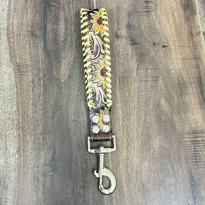 Nouvelle laisse de trafic de conception de tournesol en cuir usiné à la main de luxe de qualité supérieure laisse pour chien en cuir véritable confortable pour l'entraînement et la marche - Product Image 4