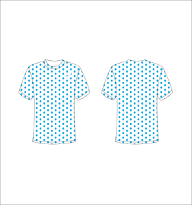 T-shirt à manches courtes pour homme à pois, col rond, coupe décontractée, imprimé bleu et blanc, logo sur le devant - Product Image 1