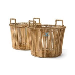 Cesta de Lavandería de Bambú y Ratán de Diseño Rústico Personalizada ODM, Organizador de Almacenamiento Hecho a Mano Sostenible, Suministro Directo de Fábrica - Product Image 1