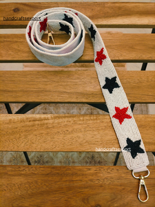 Fashion Eco-Friendly Lightweight Beaded Star Pattern Strap <b>Red</b> Black White stars Bag Accessory - Product Image 4