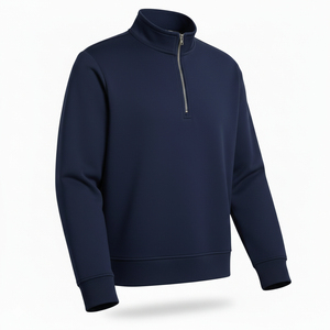 Sweat-shirt décontracté pour homme, sportif, hiver, demi-zip, col montant, uni, épais, en tissu Air Layer, écologique, tendance - Product Image 2