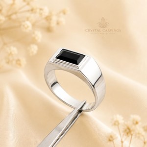 Natural <b>Black</b> <b>Onyx</b> <b>Ring</b> 3.5 Carat Oval Gemstone Signet <b>Ring</b> Bezel Set Womens Statement Jewelry Custom Gold Plated Silver <b>Ring</b> - Product Image 3