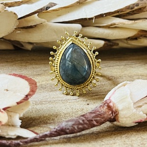 2026 Latest <b>Labradorite</b> Brass <b>Ring</b> 18k Gold Plated Tribal <b>Ring</b> Chunky Boho Vintage <b>Ring</b> Statement Wholesale <b>Ring</b> For Women - Product Image 1