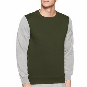 Sweat-shirt à col rond pour homme, couleur vert olive, coupe classique, manches longues, en molleton, pour l'automne et l'hiver - Product Image 6