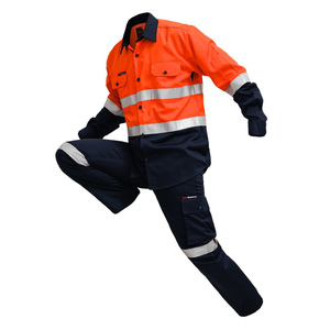 Chemise de travail haute visibilité pour hommes, orange marine, réfléchissante, manches longues, uniforme en coton - Product Image 3