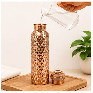 Botella de Agua de Cobre Puro Martillado de Alta Calidad, Moderna, Hecha a Mano, Ayurvédica, Ecológica, Personalizable, con Tapa, para el Hogar - Product Image 4