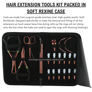 Kit d'outils d'extension de cheveux Microbeads Closer & Opener Pliers Mini Ciseaux 12pcs clips Crochet & boucle doigt outil acier inoxydable - Product Image 5