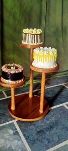 Ensemble de 3 supports à gâteau ronds en bois, décoration de mariage, outil de présentation, logo personnalisé, couleur personnalisée, design écologique, lavage à la main uniquement - Product Image 4