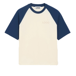 Camiseta de algodón de punto bicolor personalizada para hombre, estilo boxy, raglán, streetwear, OEM, casual, premium, marca privada - Product Image 6