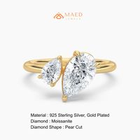 18K altın kaplama armut Moissanite nişan yüzüğü moissanite elmas gelin takı kadınlar abd lüks bant