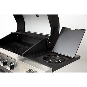 Griglia a Gas propano a 4 fuochi in acciaio inox con termometro a bruciatore laterale per barbecue da campeggio all'aperto - Product Image 5