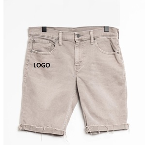 Unisex Summer Gym Fitness Knee Length Plain Stretch <b>Elastic</b> Waist Custom Logo Streetwear Casual Fashion <b>Jeans</b> Style Denim Shorts - Product Image 5