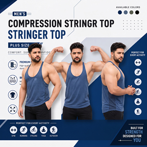 Camiseta sin mangas de alta calidad 100% poliéster con cuello redondo, top de punto para hombre, talla grande, chaleco deportivo estampado con espalda cruzada, individual - Product Image 4