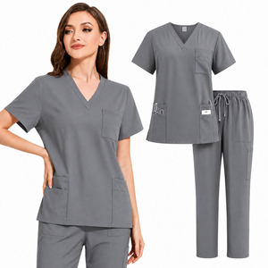 Women's Medical <b>Scrub</b> <b>Set</b> V-Neck Nursing Uniform Quick Dry Healthcare Workwear Hospital Clinic <b>Scrub</b> Top and Pants <b>Set</b> - Product Image 2