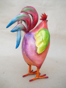 Magnifique sculpture de coq multicolore en fer pour la décoration intérieure/extérieure et de jardin - Product Image 2