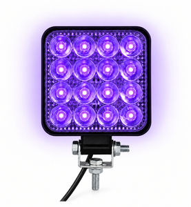 ZHENGYUE 48W 4 pouces carré, éclairage de travail LED, 16 LED, 12-30V, 6000K blanc, 420/430/440nm violet, pour camion, tracteur, bateau, route, garantie 12 mois - Product Image 4