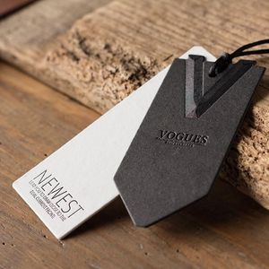 Étiquettes de vêtements VOGUES, logo en relief 3D, imprimées sur papier, écologiques, impression par transfert thermique, forme ronde - Product Image 1