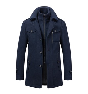 MANWA 2026 New Arrival Men's Casual Winter Woolen <b>Coat</b> Long Trench <b>Coat</b> Hood <b>Single</b> <b>Breasted</b> Closure Crystal Decoration - Product Image 2
