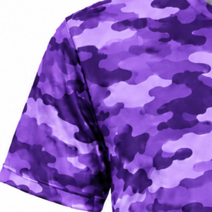 Custom <b>Purple</b> Camo T <b>Shirt</b> Men Short Sleeve Crew Neck Camouflage Print Sports Training Fitness Gym Workout Performance Athletic - Product Image 3