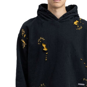 เสื้อฮู้ดดี้ผู้หญิงทรงหลวมแบบดรอปโชว์เดอร์ สไตล์สตรีทแวร์ มีซิป แต่งดีเทลขาดๆ  ผ้าฟลีซหนา 450-500 GSM - Product Image 6