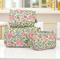 Pochette de voyage matelassée unisexe en coton écologique faite à la main, pour rasoir et maquillage, avec fermeture éclair, motif animalier bohème imprimé au bloc