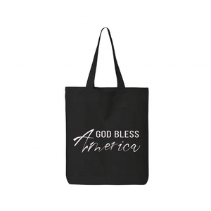 Bolso de mano bordado personalizado de 100% algodón God Bless America, bolso de hombro de gran capacidad ecológico reutilizable con estilo Unisex para viajes - Product Image 1