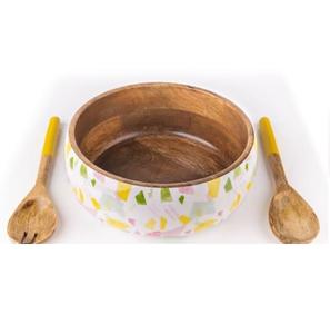 Tazón de Madera de Acacia con Diseño Impreso en Esmalte, Tazón para Ensalada, Sopa o Fruta, Tazones de Madera de Alta Calidad para Servir, Mezclar Ensaladas y Sopas - Product Image 2