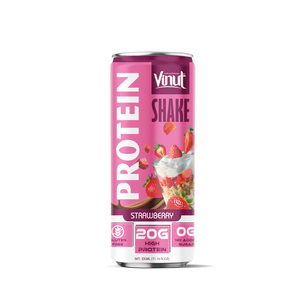 VINUT 330ml Milkshake Protéiné Fraise Vente en Gros Meilleur Prix 20g Protéines 0g Sucre Échantillon Gratuit Marque Privée OEM - Product Image 2