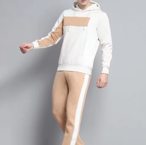 ชุดเสื้อฮู้ดบล็อกสีสำหรับผู้ชาย ชุดลำลองทรงเข้ารูป เสื้อสเวตเชิ้ตและกางเกงจ็อกเกอร์ ชุดสตรีทแวร์ 2 ชิ้น ชุดกีฬา - Product Image 4