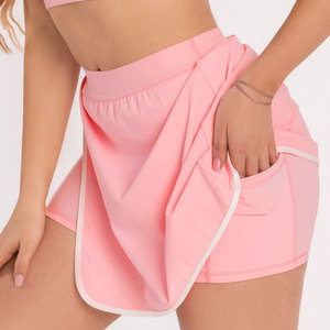 Falda pantalón deportiva para mujer, de cintura baja, sin costuras, con efecto fruncido en glúteos, de alta resistencia, para correr, gimnasio y entrenamiento, con patrón liso. - Product Image 3