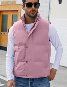 Men Winter Puffer Vest Sleeveless <b>Quilted</b> <b>Waistcoat</b> Windproof Button Closure Stand Collar Casual Outerwear - Product Image 6