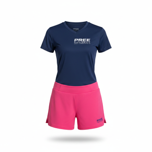 Ensemble de pickleball pour femmes, haut à col en V, short de compression, tissu aérodynamique à séchage rapide, tenue de sport 2 pièces, personnalisable - Product Image 3