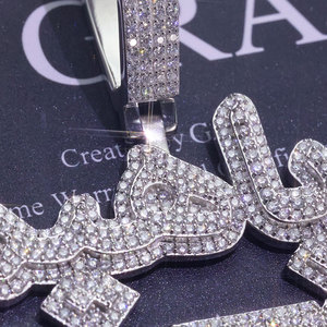 Pendentif de nom en argent 925 avec calligraphie arabe en moissanite pour homme, collier de luxe personnalisé avec lettres, style hip-hop, cadeau M - Product Image 3
