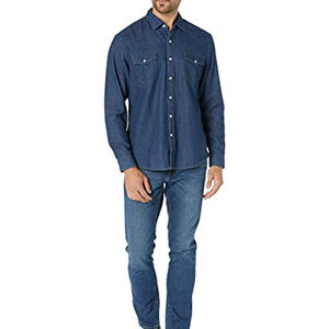<b>Men</b>’s Cotton Denim <b>Shirt</b> Long Sleeve Casual <b>Jean</b> <b>Shirt</b> Customized Logo High Quality - Product Image 5
