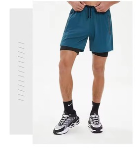 Pantalones Cortos Deportivos 2 en 1 para Hombre, Ligeros, Transpirables, de Cintura Elástica, Doble Capa, para Correr, Gimnasio - Product Image 3