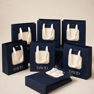 High Quality Personalized Paper <b>Gift</b> <b>Bags</b> with Ribbon Handles Decorative Window for Retail Shopping and <b>Gift</b> Packaging - Product Image 2