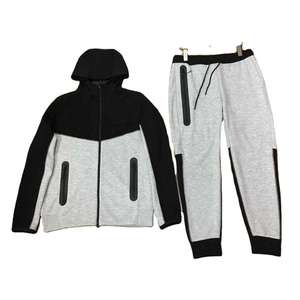 Reflective Winter Mens Tracksuit Solid Color <b>Hoodie</b> & Jogger Set Breathable Eco-Friendly <b>Lightweight</b> Polyester Sportswear - Product Image 2