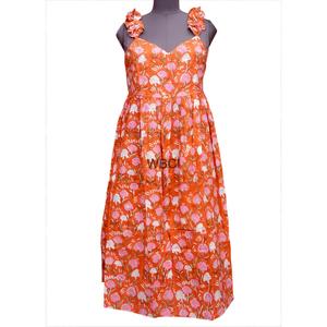 Vestido Maxi de Algodón Ecológico con Estampado Floral Hecho a Mano, Sin Mangas, para Verano y Otoño, Estilo Indio, Lavable - Product Image 1